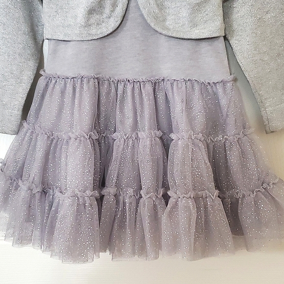 Cherokee Toddler Girls (2) Piece 2T Grey & Silver Sparkle Dress & 18M Sweater - Picture 6 of 12